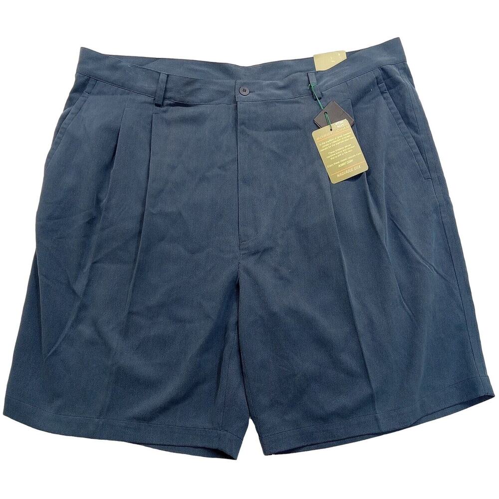 Bobby Chan Shorts 40 Men's Bermuda Sportswear Golf Navy Blue Silk Cotton Preppy